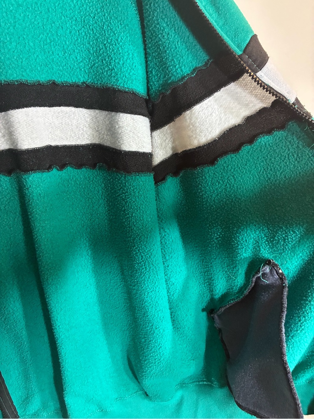 Jerzees Teal Zip-Up Sweatshirt with Black and Light Gray Stripes - Picture 4 of 5